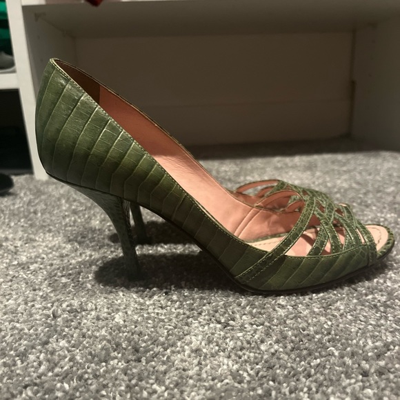 Green snake skin Peep Toe Heel size 6 - Picture 2 of 4